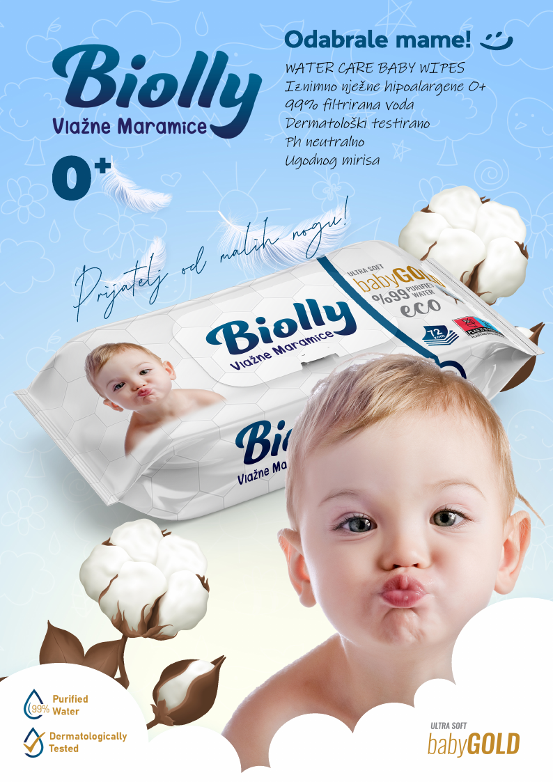 Naslovnica kataloga Biolly baby water wipes